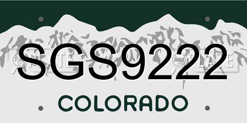 SGS9222 Colorado License Plate