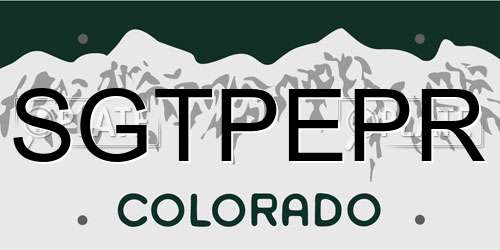 SGTPEPR Colorado License Plate
