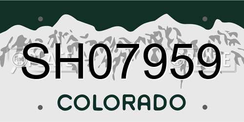 SH07959 Colorado License Plate