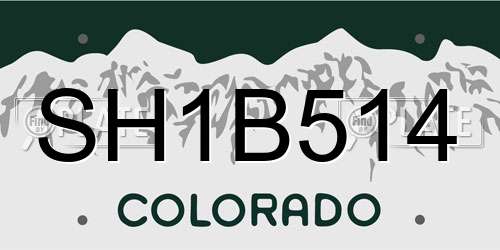 SH1B514 Colorado License Plate