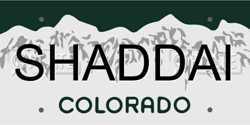SHADDAI Colorado License Plate