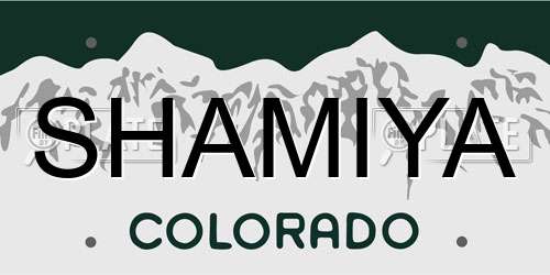 SHAMIYA Colorado License Plate