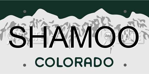 SHAMOO Colorado License Plate