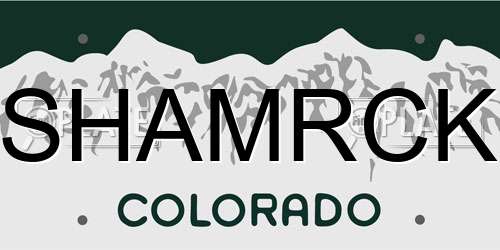 SHAMRCK Colorado License Plate