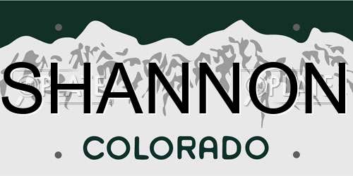 SHANNON Colorado License Plate
