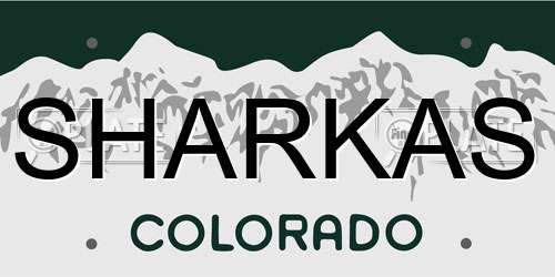 SHARKAS Colorado License Plate