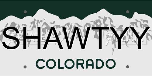 SHAWTYY Colorado License Plate