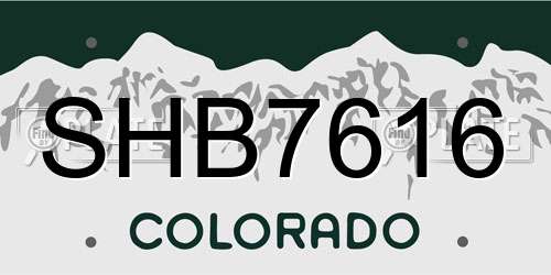 SHB7616 Colorado License Plate