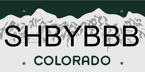 SHBYBBB Colorado License Plate