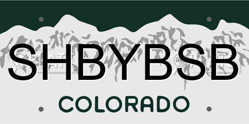 SHBYBSB Colorado License Plate