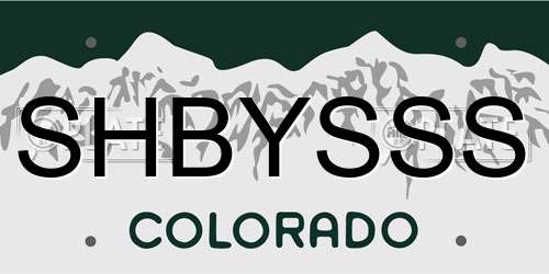 SHBYSSS Colorado License Plate