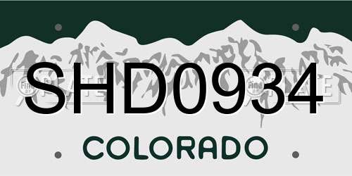SHD0934 Colorado License Plate