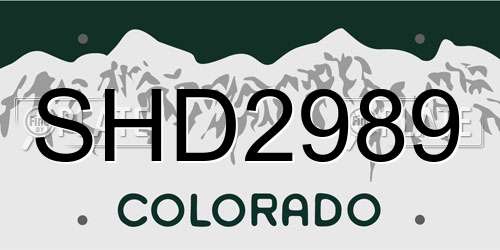 SHD2989 Colorado License Plate