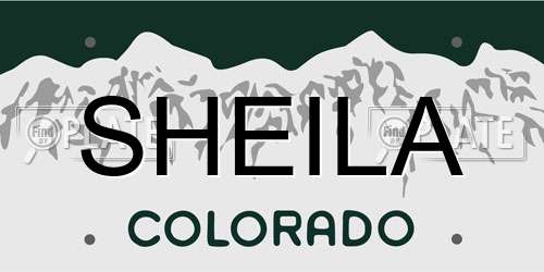 SHEILA Colorado License Plate