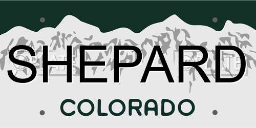 SHEPARD Colorado License Plate