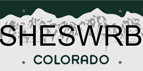SHESWRB Colorado License Plate