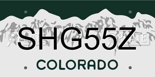 SHG55Z Colorado License Plate