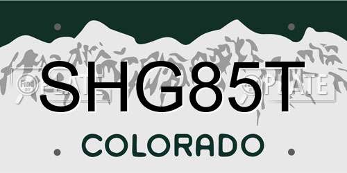 SHG85T Colorado License Plate