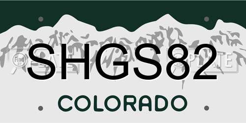 SHGS82 Colorado License Plate
