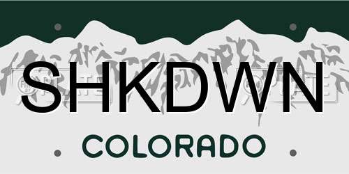 SHKDWN Colorado License Plate