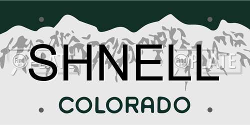 SHNELL Colorado License Plate