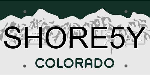 SHORE5Y Colorado License Plate