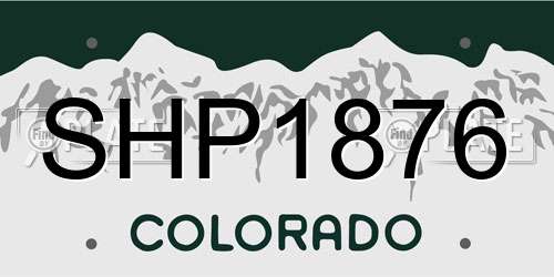 SHP1876 Colorado License Plate
