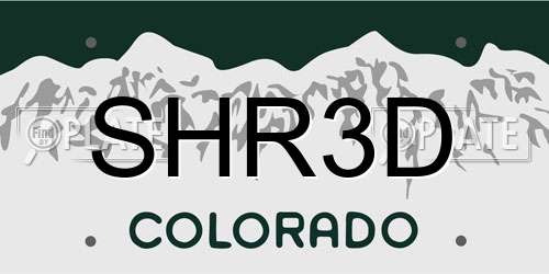SHR3D Colorado License Plate