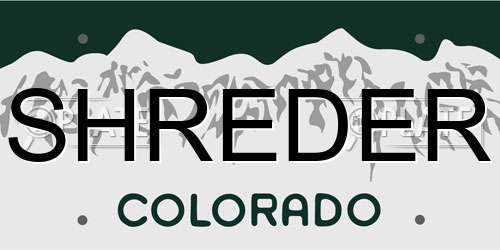 SHREDER Colorado License Plate
