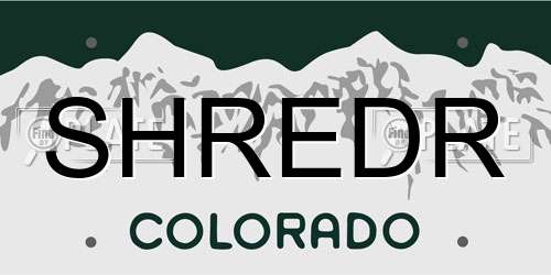 SHREDR Colorado License Plate