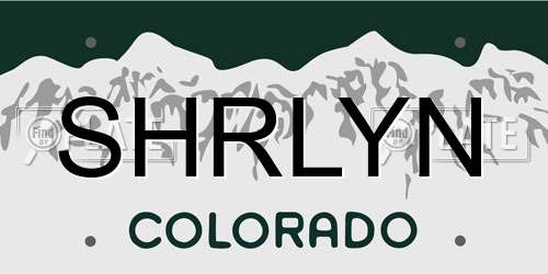 SHRLYN Colorado License Plate