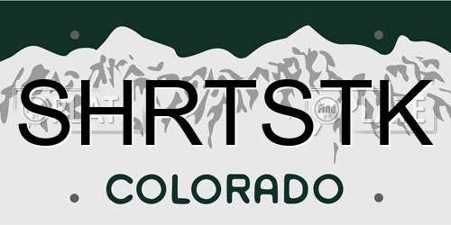 SHRTSTK Colorado License Plate