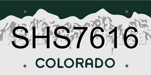 SHS7616 Colorado License Plate