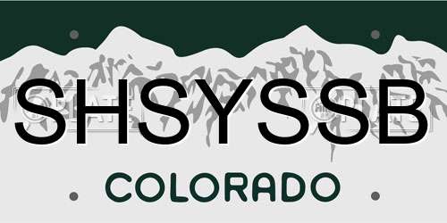 SHSYSSB Colorado License Plate