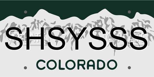 SHSYSSS Colorado License Plate