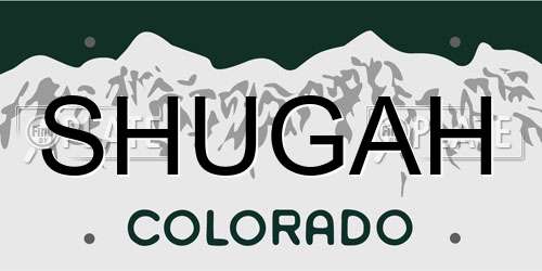 SHUGAH Colorado License Plate