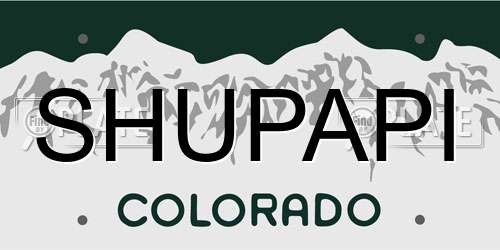 SHUPAPI Colorado License Plate