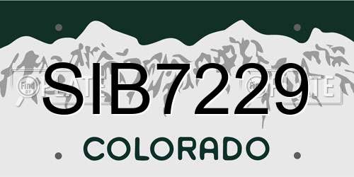 SIB7229 Colorado License Plate