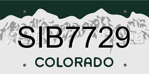 SIB7729 Colorado License Plate