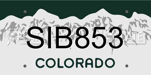 SIB853 Colorado License Plate