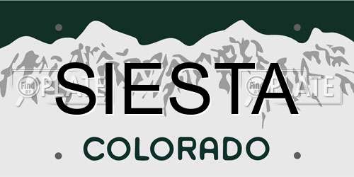 SIESTA Colorado License Plate