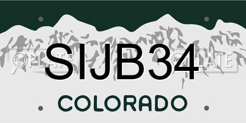 SIJB34 Colorado License Plate