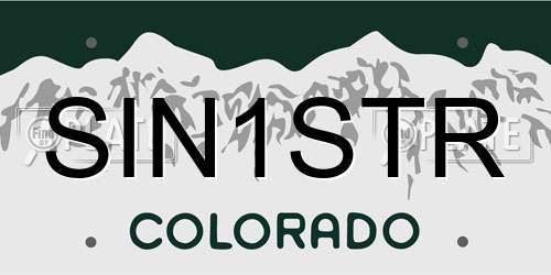 SIN1STR Colorado License Plate