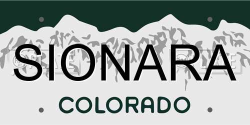 SIONARA Colorado License Plate