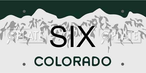 SIX Colorado License Plate
