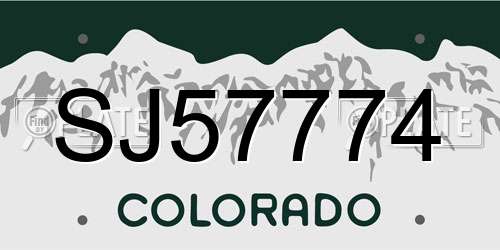 SJ57774 Colorado License Plate