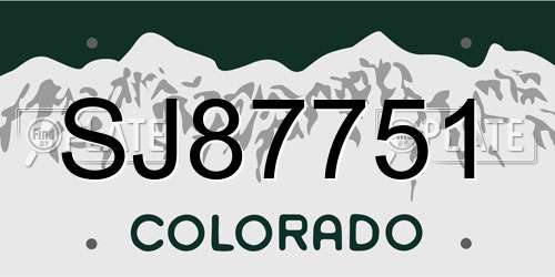 SJ87751 Colorado License Plate