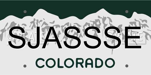SJASSSE Colorado License Plate