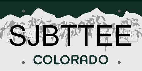 SJBTTEE Colorado License Plate