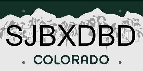 SJBXDBD Colorado License Plate